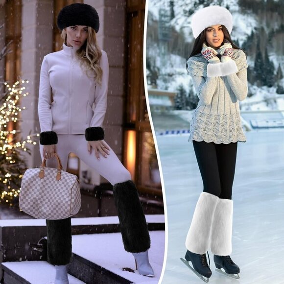 Faux Fur Headband Set Ear Warmer Wrist Cuffs Leg Warmers Winter Accessories main image 5